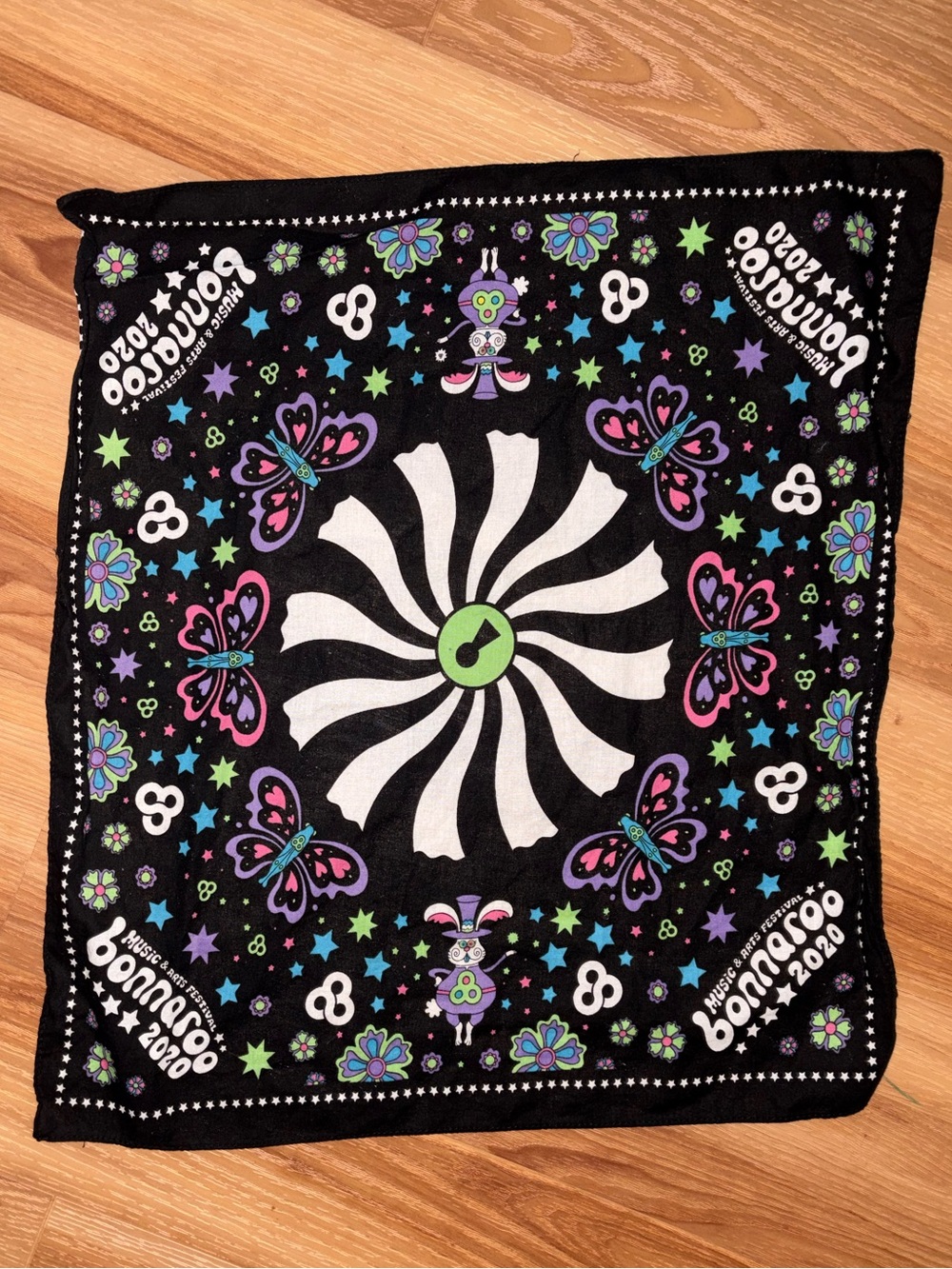 Bonnaroo 2020 Black Psychedelic Butterfly Bandana